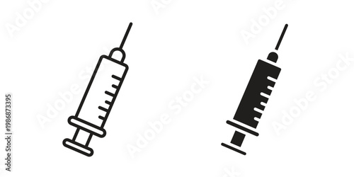 Vaccination icon design. Editable outlined stroke and solid symbols