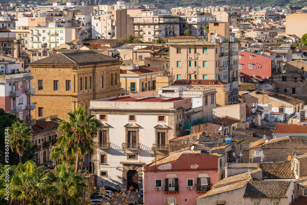 Obraz premium Views of Palermo historic city architecture and urban life - Palermo, Sicily, Italy – November 14, 2025