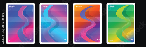 Abstract Gradient Wave Vector Background Design Template Set
