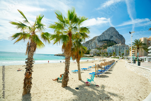 Calpe (Calp), Spain. Fossa Beach view and Ifac rock