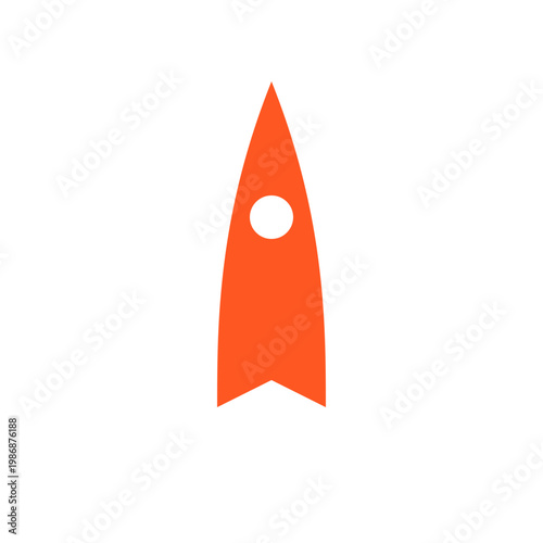 Orange rocket ship icon with circle window