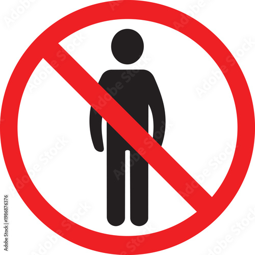 No entry sign with person silhouette prohibition symbol for restricted access isolated on white background