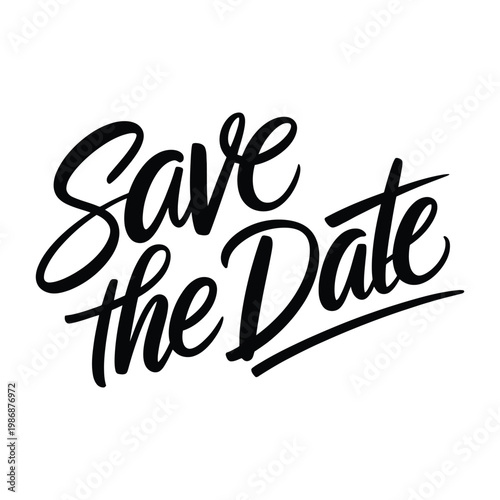Save the date lettering in black and white for event announcement.