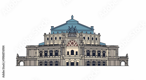 Ornate classical building with arched windows, columns, and domed roof