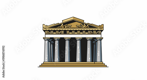 Ornate classical temple structure with Doric columns and frieze
