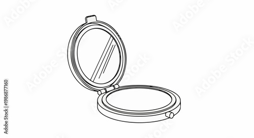 Open compact mirror with reflective surface and base