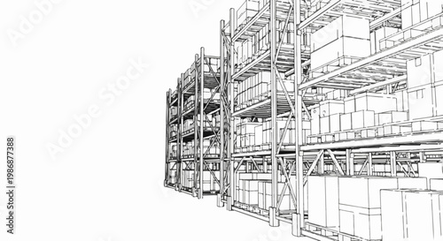 Organized stacks of boxes on industrial shelving