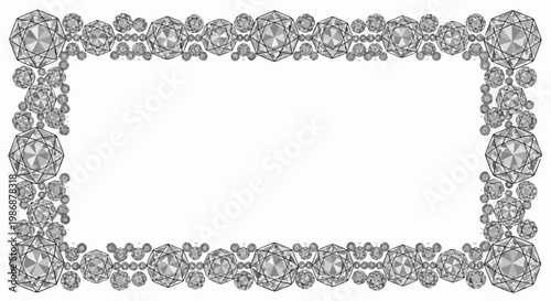 Ornate border composed of varied sized sparkling faceted gemstones