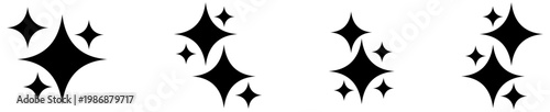 Sparkle star icon set shine burst symbols simple glowing stars vector collection.