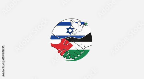 Intertwined flags and hands symbolize peace between nations