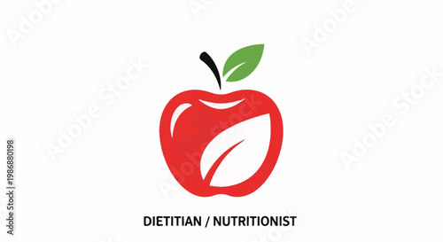 Minimalist red apple logo with leaf and text for health professionals