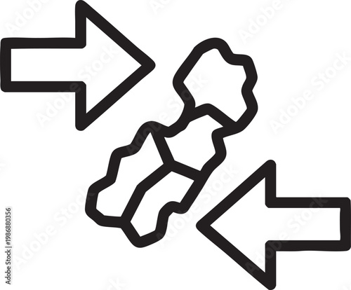 Abstract compression icon with opposing arrows compress pressure