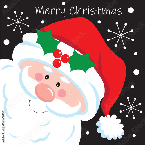 christmas card with cute santa