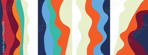 Abstract 1970's background design in futuristic retro style curvy vintage line set. serpentine curve race track. Designed for posters or banners for sports competitions. Vector illustration