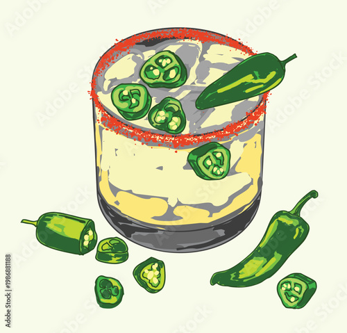 Spicy Margarita Mexican Cocktail with Chili Lime Refreshing Drink