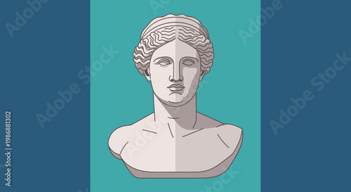 Marble Bust of Ancient Male Statue.