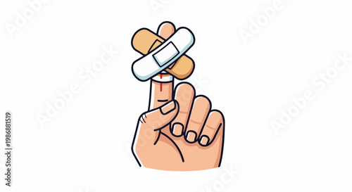 Injured finger with band-aids