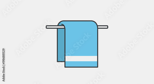 Blue towel hanging on a rack.