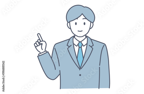 ヒントや解決策を伝える笑顔のビジネスマンイラスト