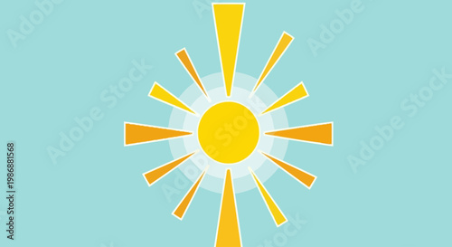 Sun Icon Yellow Rays Shine Bright.