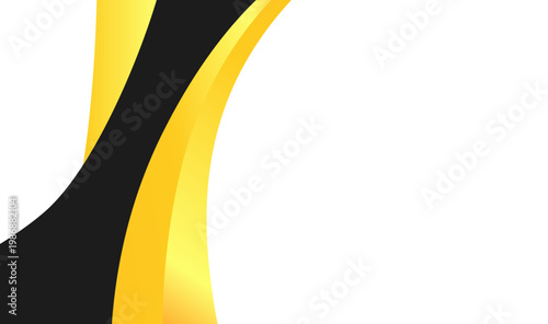 Black and gold luxurious wavy design with white background for copy space, ideal for elegant projects needing a touch of sophistication and style.
