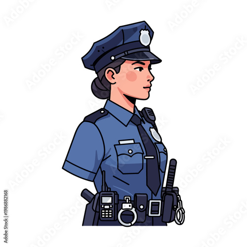 Female Police Officer Illustration - Professional Law Enforcement Agent