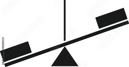 Black seesaw balance scale icon on white background