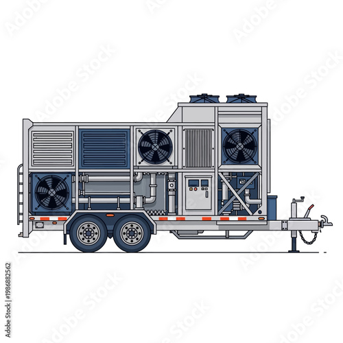 Mobile Industrial Air Conditioning Unit on Trailer, HVAC Equipment, Cooling System