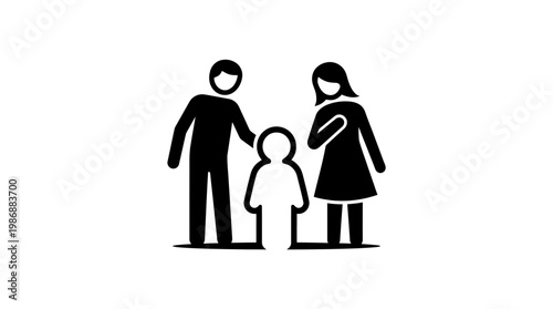 Sticker-Style Family Icon Man Woman and Child