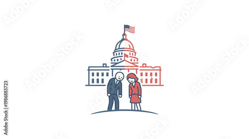 Government Building With Sad People