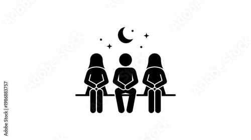 Astronomy Lovers Sitting Under The Night Sky