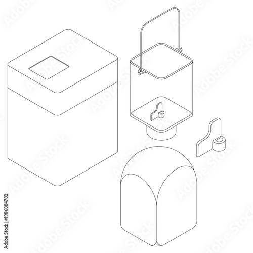 ホームベーカリーと部品のイラスト