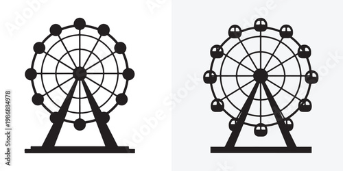 Ferris wheel silhouette vector. Ferris wheel icon, amusement park ferris wheel vector silhouette
