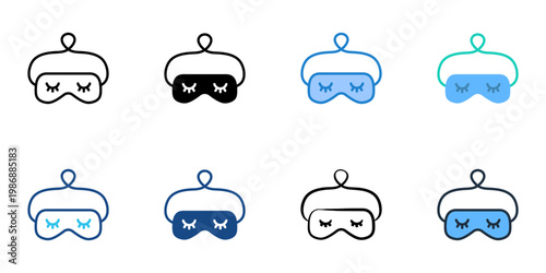 Eye pillow icons set multiple style collection. Editable stroke 
