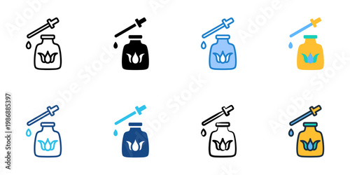 Essential oils icons set multiple style collection. Editable stroke 
