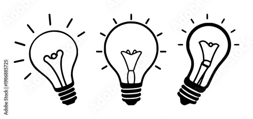 Idea Spark Icon set with solid black icon on white background featuring idea spark icon, single symbol, minimal design with concept and illustration