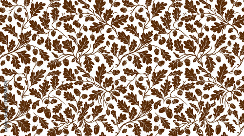 Intricate repeating brown leaf pattern on textile fabric design.