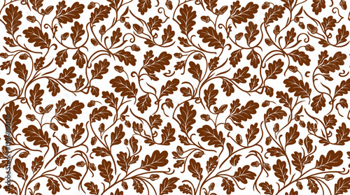 Intricate brown damask floral pattern texture for background design and textiles.