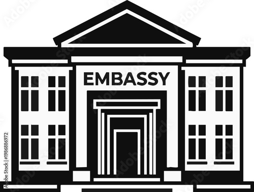 Embassy government building icon in simple line style