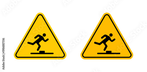 Fotografi Tripping hazard warning signs set. vector illustration