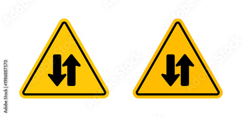 Schilderij op canvas Two way traffic signs set. vector illustration