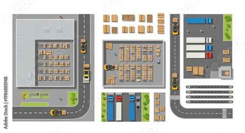 Top-Down View of a Logistics and Distribution Center.