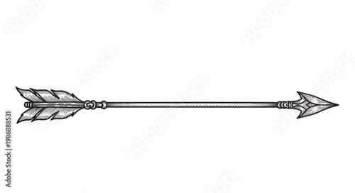 Handdrawn Vintage Arrow Illustration Pointing Straight.