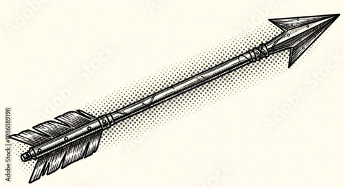 Hand Drawn Vintage Arrow Sketch With Fletching.