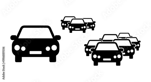 Illustration of multiple cars in a traffic jam, representing congestion and slow movement