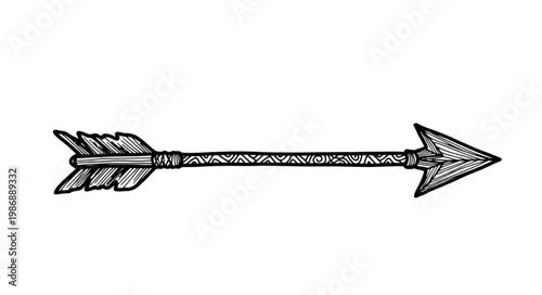 Hand drawn vintage arrow illustration in ink.