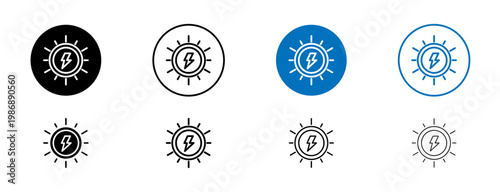 Photos Alternative power icons set in black and blue colors on white background