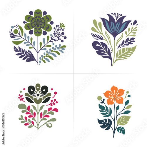 Minimal Floral Line Art Illustration Set with Simple Botanical Flowers and Modern Decorative Style