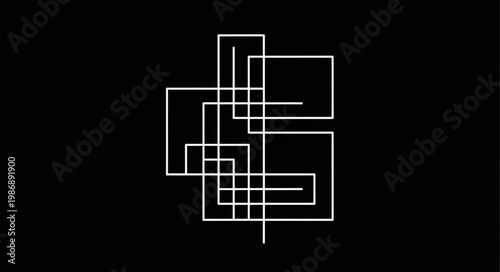 Abstract Interlocking Geometric Rectangles Linear Composition.