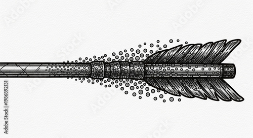 Feathered Arrow Shaft With Detailed Fletching.